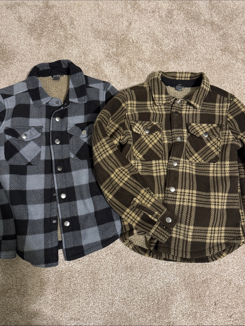 Eddie Bauer Kids Plaid Sherpa-Lined Button-Front Shirt Jacket SET OF 2